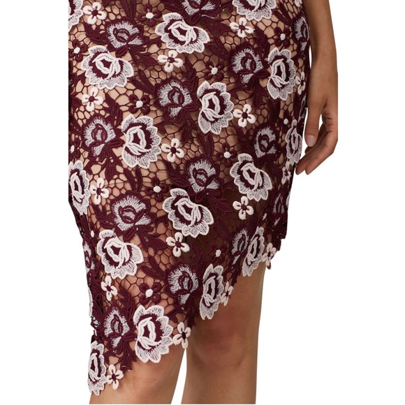 BARDOT Floral Guipure Crochet Lace Sleeveless V-Neck Empire Waist Sheath Dress 2 - Picture 9 of 11